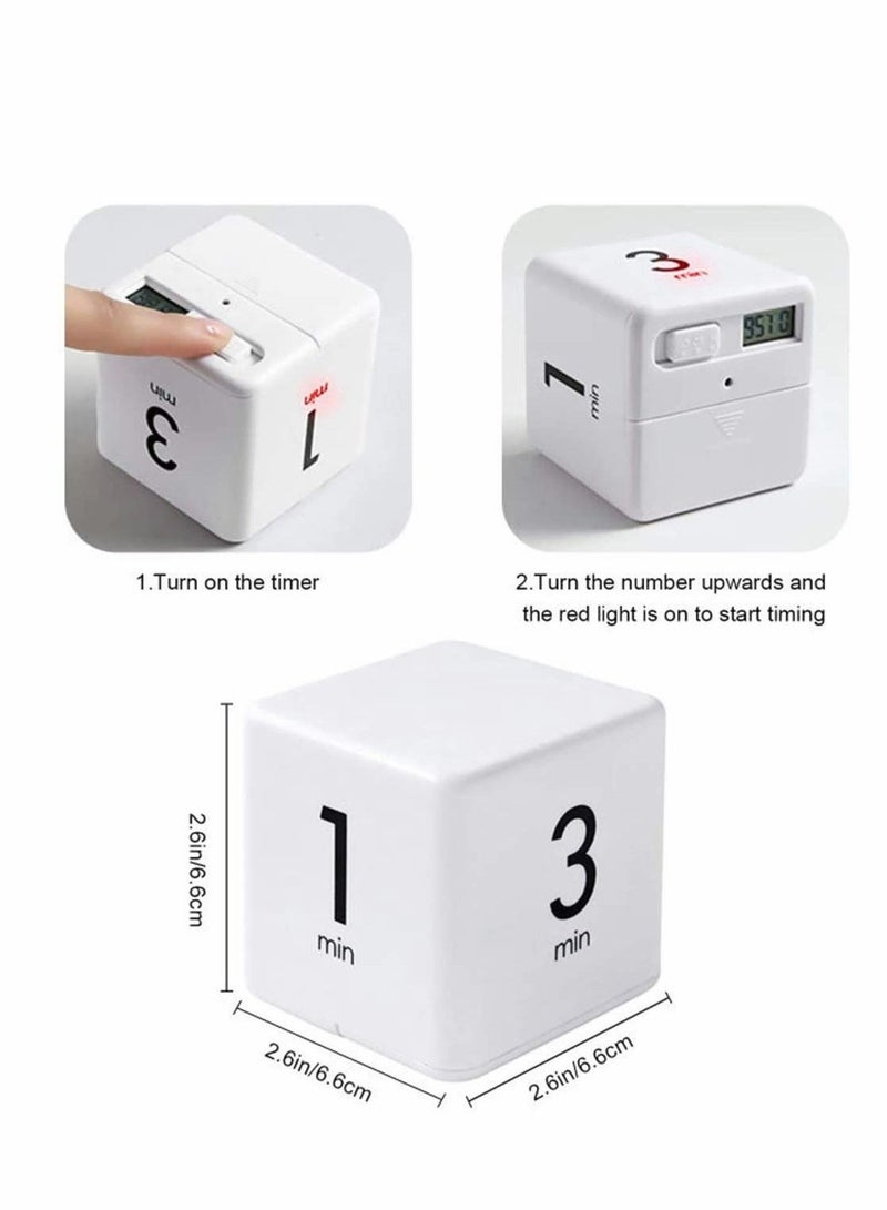 Cube Timer, Kitchen Timer Child Exercise Gravity Sensor Flip For Time Management And Countdown Settings, Student Learning (1 - 3 5 10 Minutes, White) - Image 4